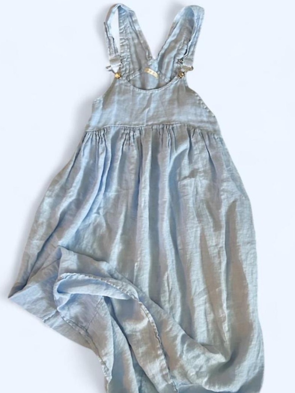 NEW XS/Small Linen Overalls Dress Skirt-All Midi Maxi Dress Light Blue